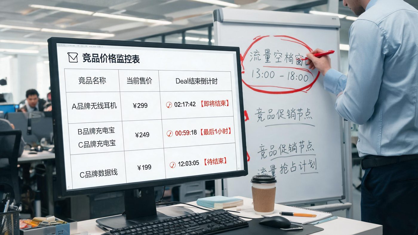 大促第二天下午：运营在竞品价格监控表上标注Deal结束时间节点